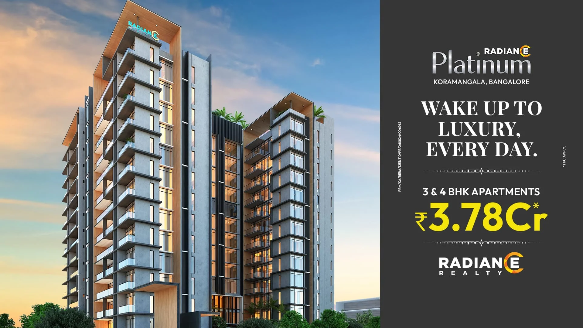 Luxurious 3 & 4 BHK Apartments in Koramangala, Bangalore | Radiance Platinum