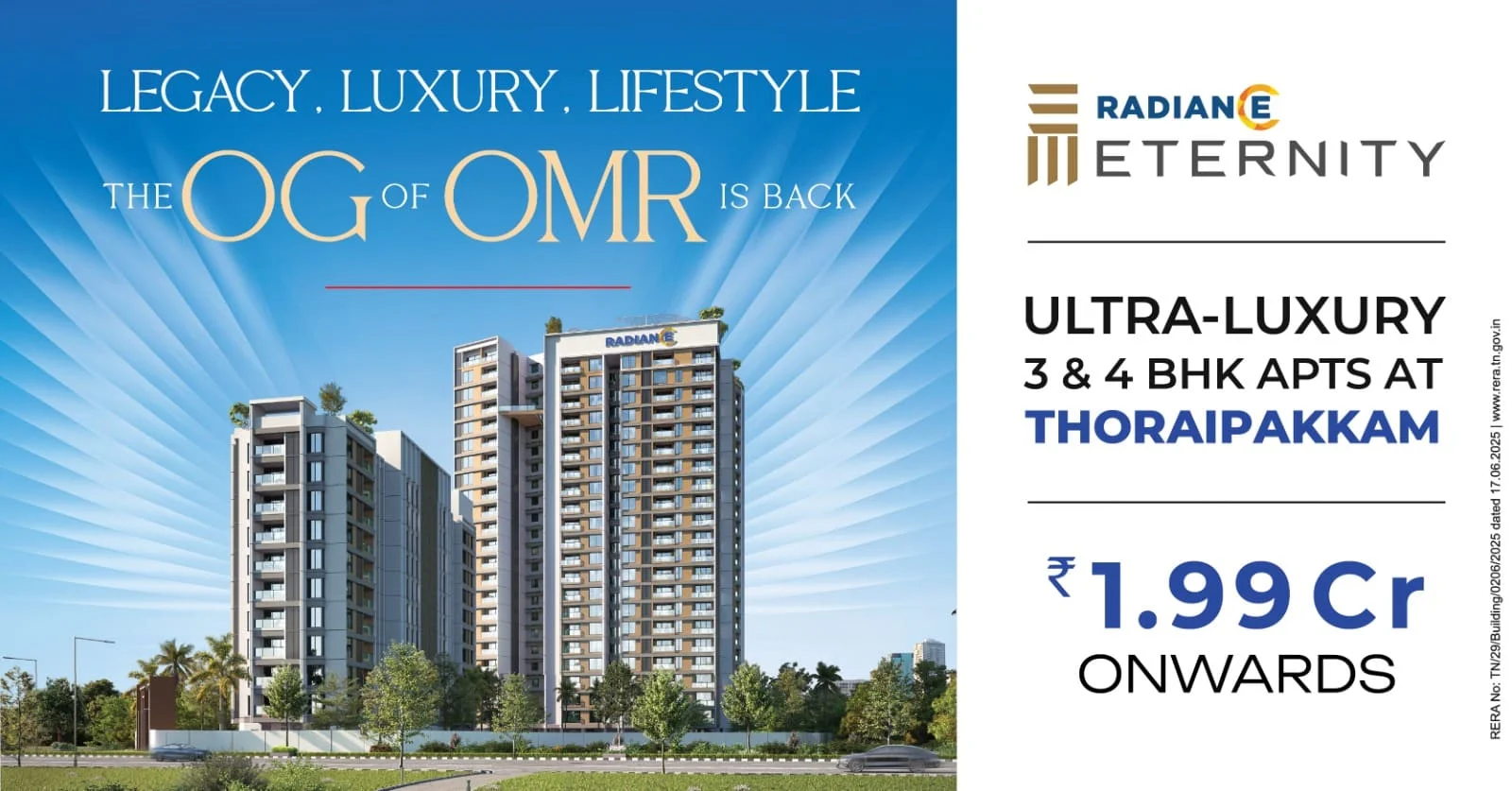 Premium 2, 3 & 4 BHK Apartments, Flats for Sale in Thoraipakkam, Chennai | Radiance Eternity