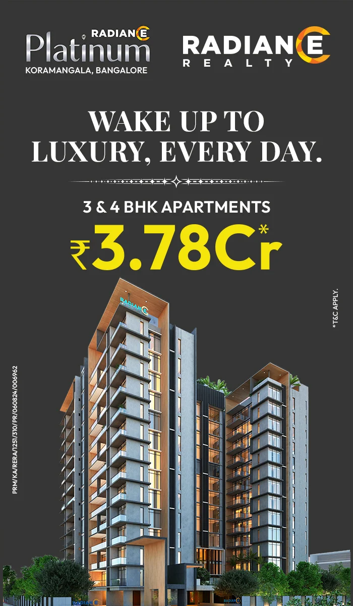 Luxurious 3 & 4 BHK Apartments in Koramangala, Bangalore | Radiance Platinum