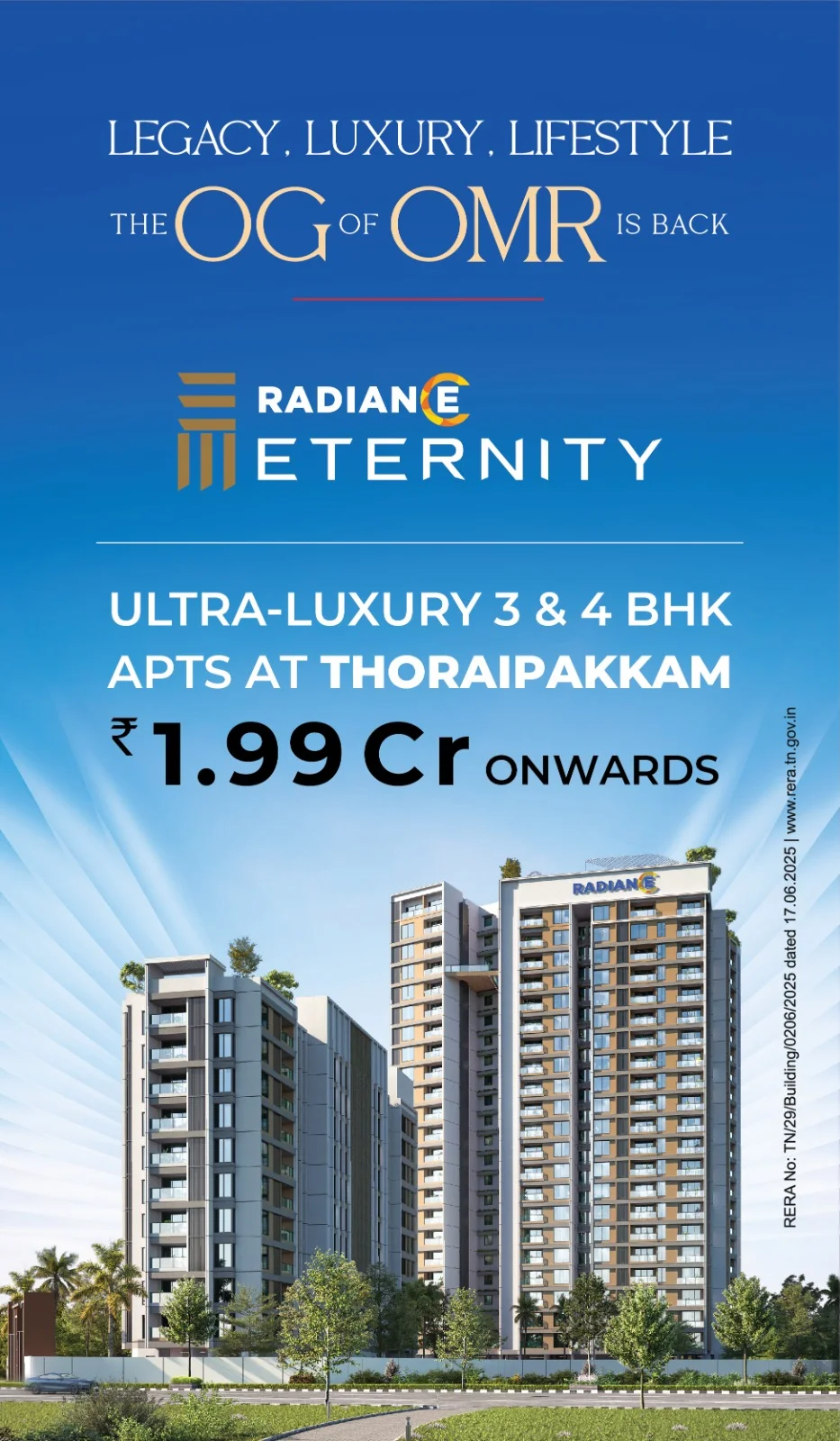 Premium 2, 3 & 4 BHK Apartments, Flats for Sale in Thoraipakkam, Chennai | Radiance Eternity