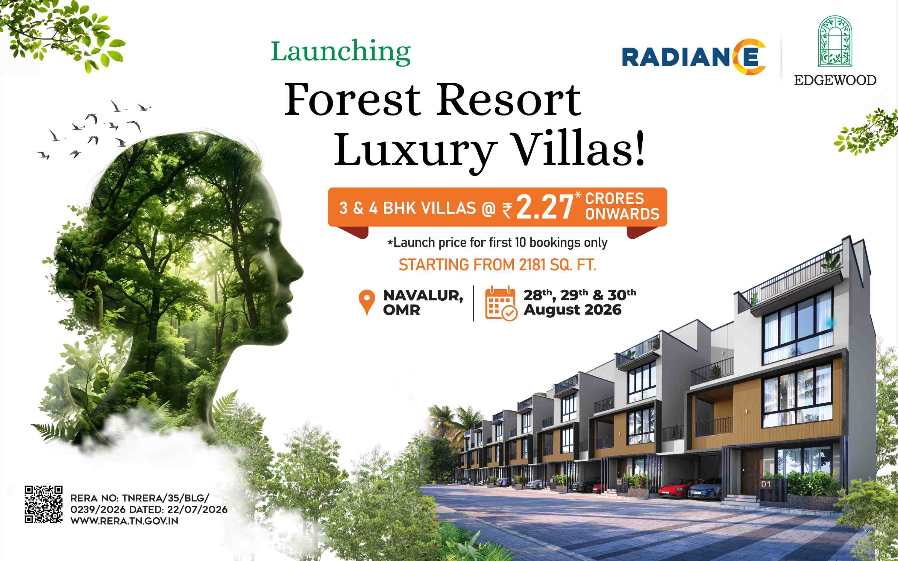 Radiance Edgewood Premium 3 & 4 BHK Villas in Navalur, Chennai