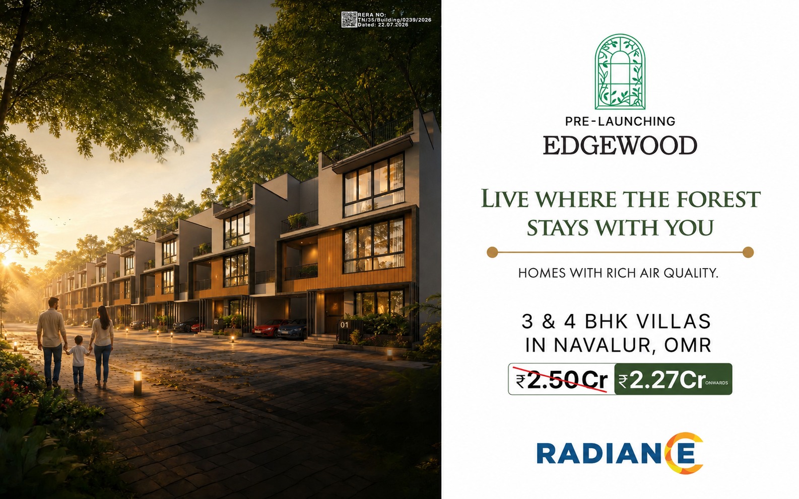 Radiance Edgewood Premium 3 & 4 BHK Villas in Navalur, Chennai