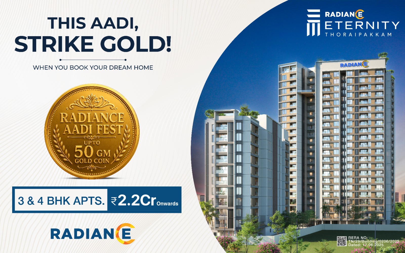 Radiance Eternity | Premium 2, 3 & 4 BHK Apartments, Flats for Sale in Thoraipakkam, Chennai