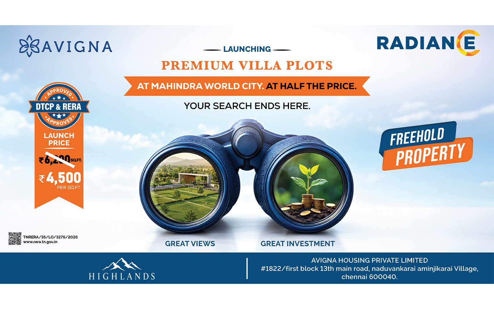 Radiance Edgewood Premium 3 & 4 BHK Villas in Navalur, Chennai